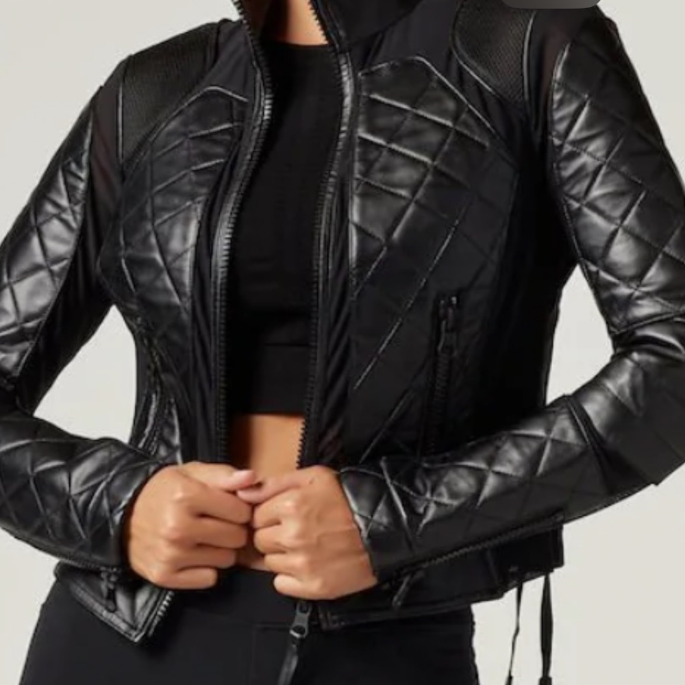 Women's Black Quilted Leather Jacket